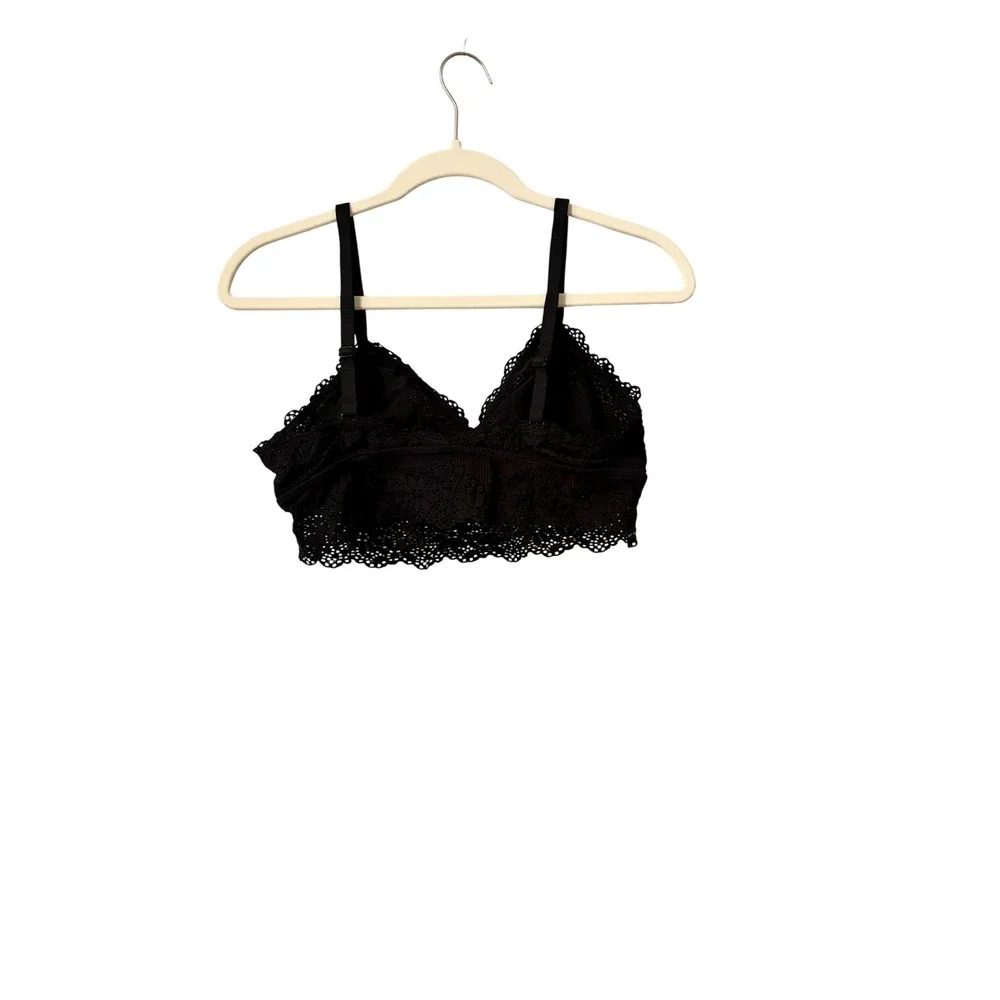 Aerie Black Floral Lace Bralette Adjustable Straps Size‎ Large L/G